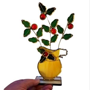 Stained Glass Standing Holly & Pitcher